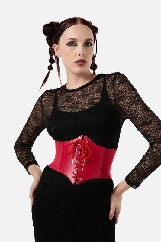 Image of Accessories. Productname: Red Corset Belt in Red colour by brand - Dangerfield