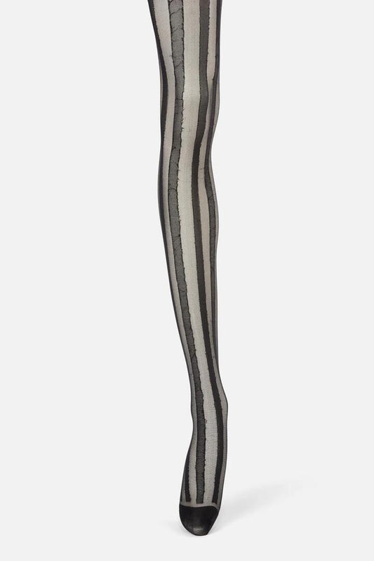 Image of Lingerie. Productname: Vertical Striped Tights in Black colour by brand - Dangerfield