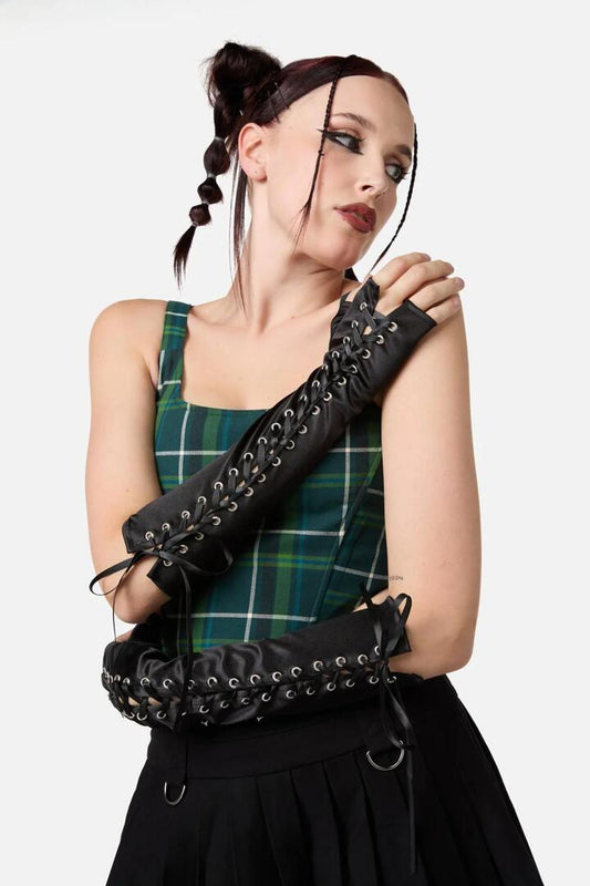Image of Accessories. Productname: Laced Fingerless Gloves in Black colour by brand - Black Friday
