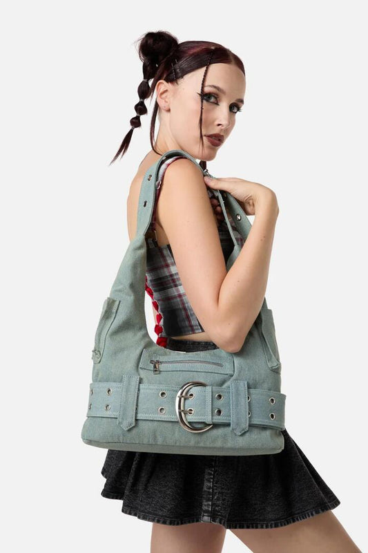 Image of Bags. Productname: Denim Slouch Bag in Grey colour by brand - Dangerfield