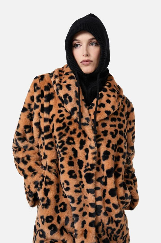 Image of a model wearing Outerwear. Productname: Knitted Hood in Black colour by brand - Dangerfield