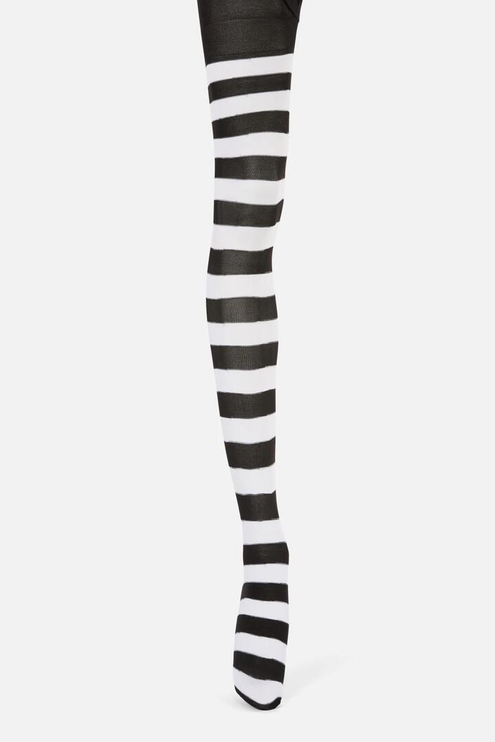 Image of Lingerie. Productname: Black White Striped Tights in Black/White colour by brand - Dangerfield