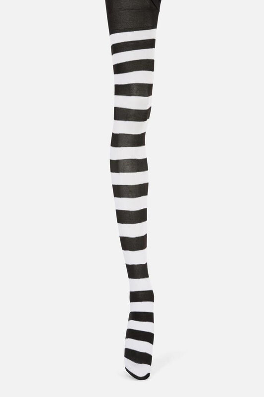 Image of Lingerie. Productname: Black White Striped Tights in Black/White colour by brand - Dangerfield