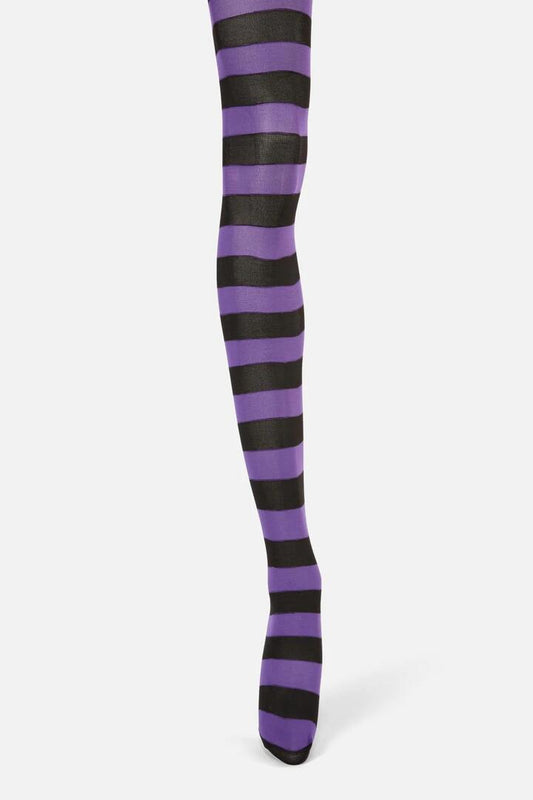 Image of Lingerie. Productname: Purple Black Striped Tights in Black/Purple colour by brand - Dangerfield