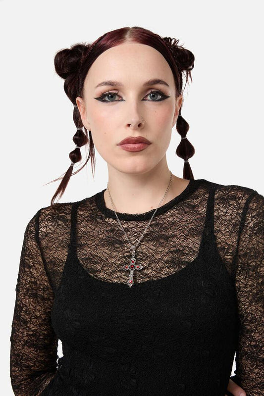 Image of Necklaces. Productname: Baroque Cross Necklace in Silver colour by brand - Dangerfield
