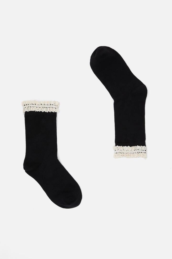 Image of Socks. Productname: Black Vintage Lace Socks in Black colour by brand - Black Friday