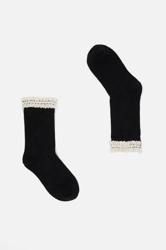 Image of Socks. Productname: Black Vintage Lace Socks in Black colour by brand - Black Friday