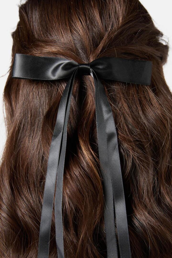 Image of Hair Accessories. Productname: Black Thin Bow Clip in Black colour by brand - Princess Highway