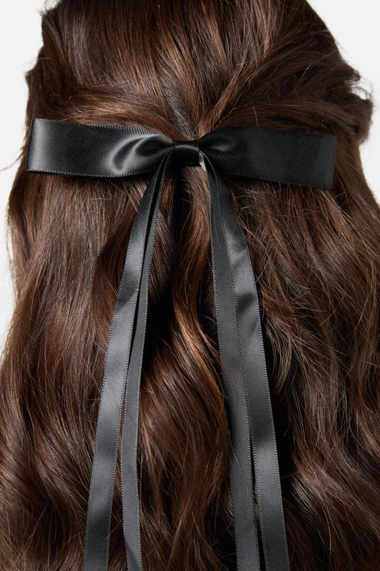 Image of Hair Accessories. Productname: Black Thin Bow Clip in Black colour by brand - Princess Highway