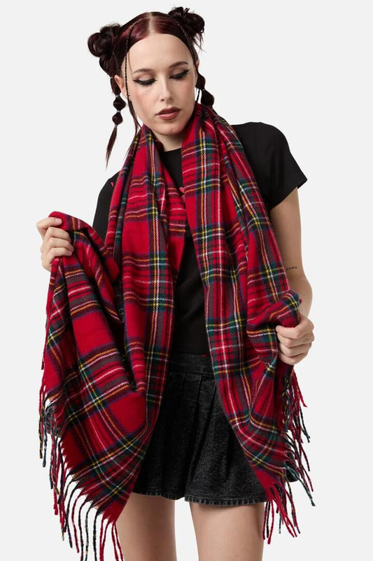Image of Accessories. Productname: Tartan Red Scarf in Red colour by brand - Dangerfield