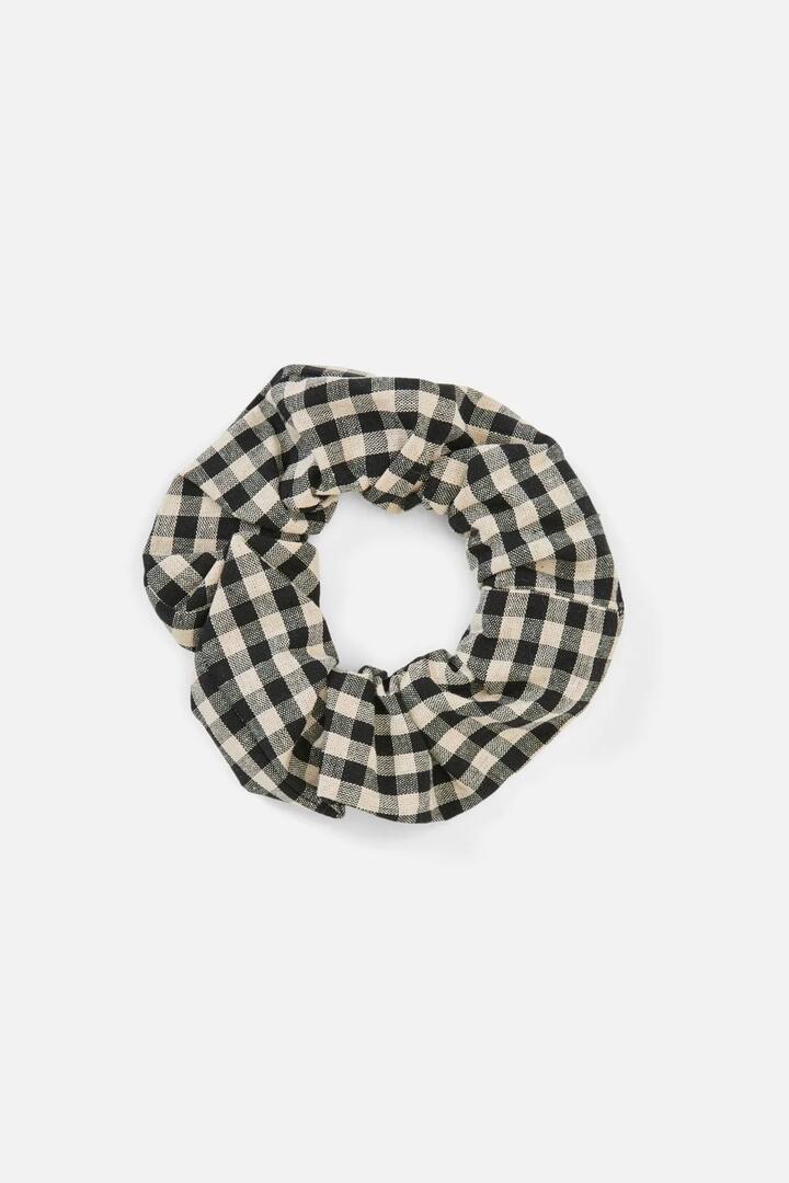 Image of Hair Accessories. Productname: Black Renae Check Scrunchie in Black colour by brand - Princess Highway