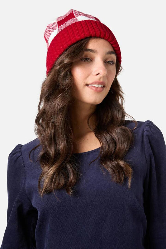 Image of Hats. Productname: Classic Gingham Beanie in Red colour by brand - Princess Highway