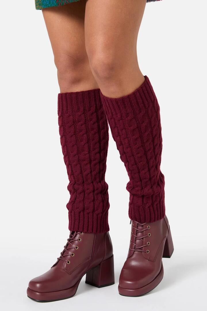 Image of Lingerie. Productname: Dark Red Cable Leg Warmers in Dark Red colour by brand - Princess Highway