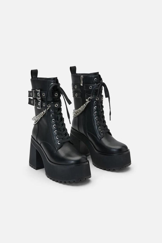 Image of Boots. Productname: Buckle & Chain Boots in Black colour by brand - Black Friday
