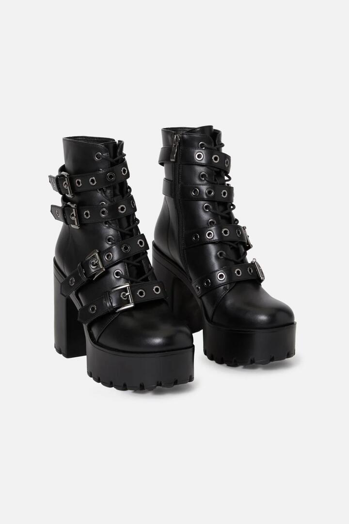 Image of Boots. Productname: Buckle Heel Boot in Black colour by brand - Black Friday