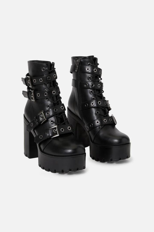 Image of Boots. Productname: Buckle Heel Boot in Black colour by brand - Black Friday