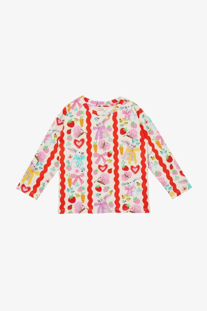 Image of a model wearing Tops. Productname: Bunny Stripe Kids LS Tee in Multi colour by brand - Princess Highway Kids