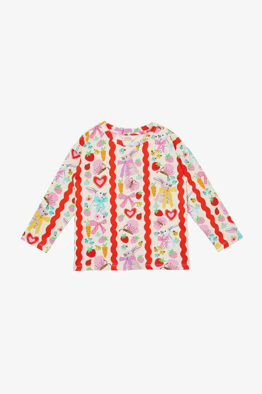 Image of a model wearing Tops. Productname: Bunny Stripe Kids LS Tee in Multi colour by brand - Princess Highway Kids