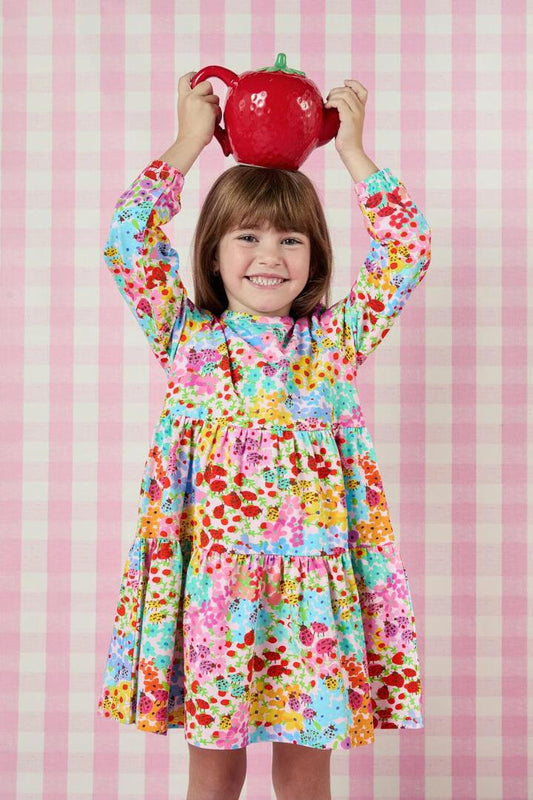 Image of a model wearing Dress. Productname: Ditsy Floral Kids Dress in Multi colour by brand - Princess Highway Kids