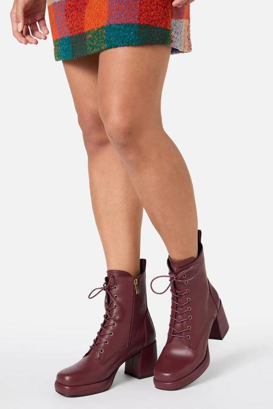 Image of Boots. Productname: Plum Platform Lace Up Boot in Plum colour by brand - Princess Highway