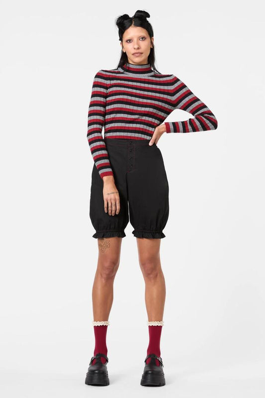 Image of a model wearing Shorts. Productname: Moggy Basic Bloomer Shorts in Black colour by brand - Dangerfield