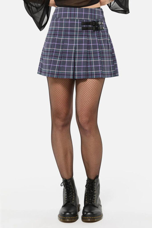 Image of a model wearing Skirts. Productname: Thicket Tartan Skort in Green/Purple colour by brand - Black Friday