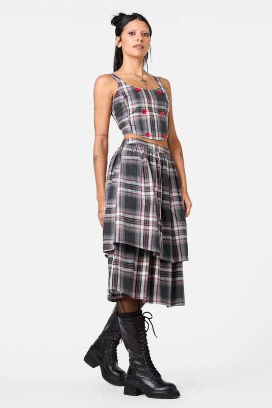 Image of Lingerie. Productname: Moggy Tartan DB Corset Top in Grey colour by brand - Dangerfield