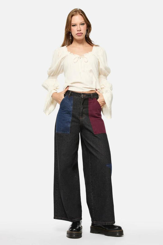 Image of a model wearing Denim. Productname: Puppet Show Statement Cargo in Black colour by brand - Black Friday