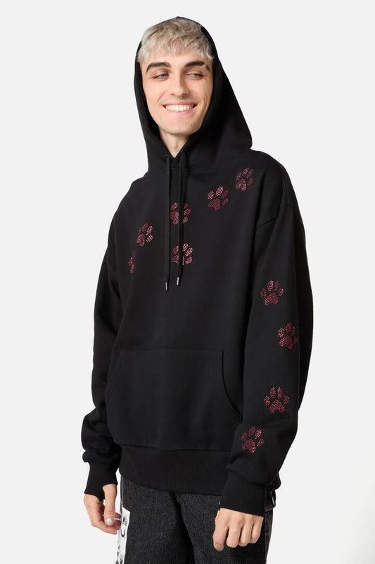 Image of a model wearing Outerwear. Productname: Moggy Paw Hoodie in Black colour by brand - Dangerfield