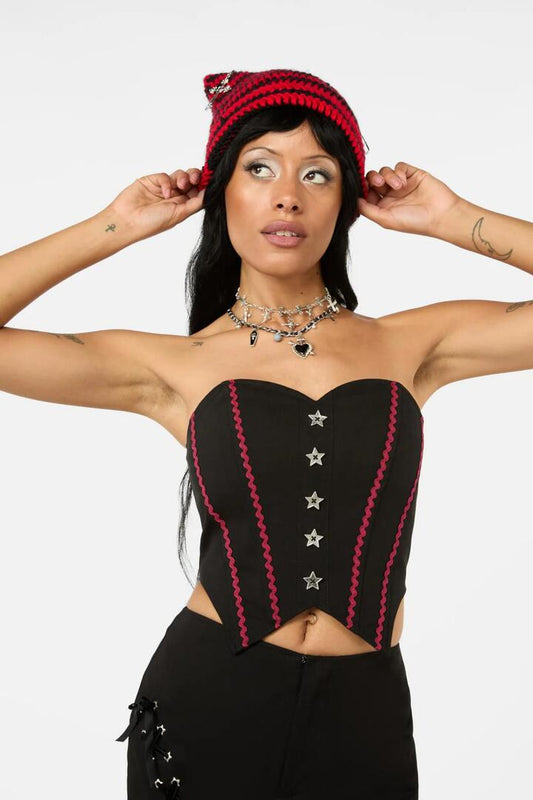 Image of Lingerie. Productname: Iykyk Rickrack Corset Top in Black colour by brand - Black Friday