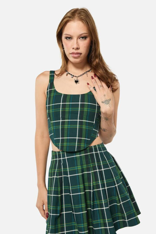 Image of Lingerie. Productname: Jester Tartan Corset Top in Green colour by brand - Black Friday