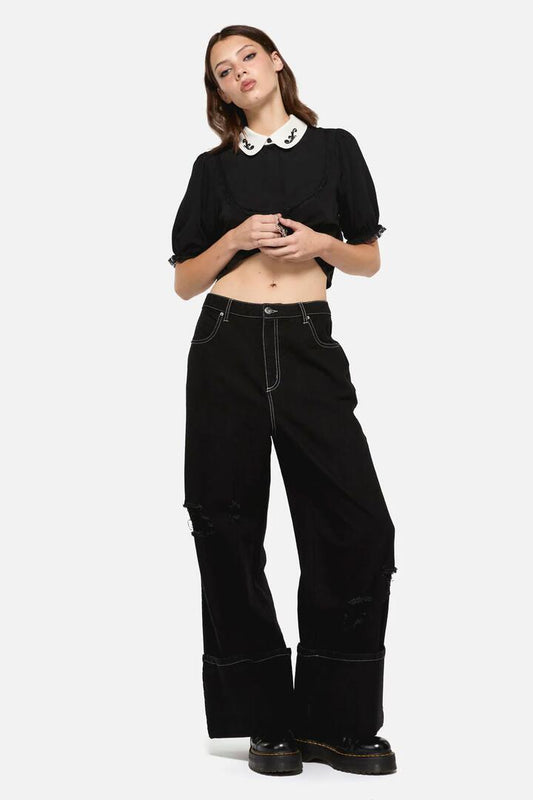 Image of a model wearing Denim. Productname: Nail In The Coffin Jean in Black colour by brand - Dangerfield