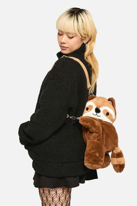 Image of Bags. Productname: Raccoon Plush Backpack in Tan colour by brand - Dangerfield
