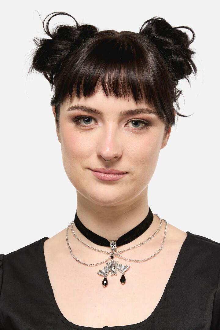 Image of Jewelry. Productname: Bat Chain Choker in Black colour by brand - Dangerfield