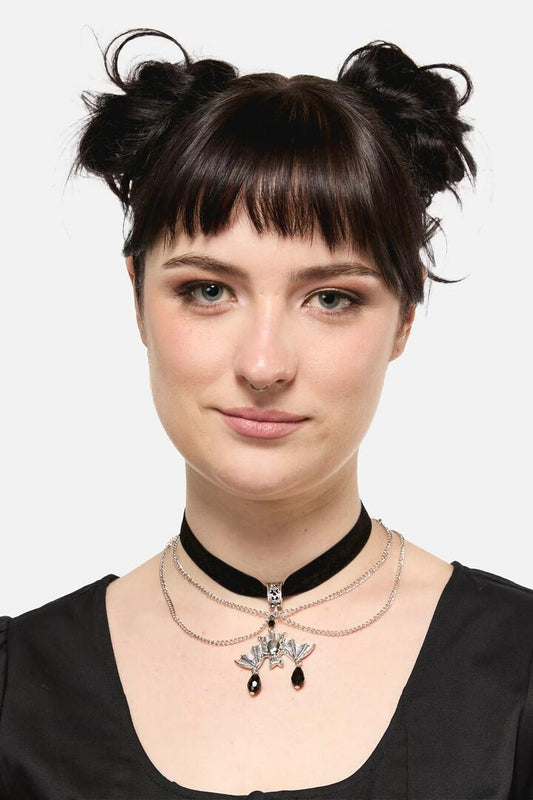Image of Jewelry. Productname: Bat Chain Choker in Black colour by brand - Dangerfield