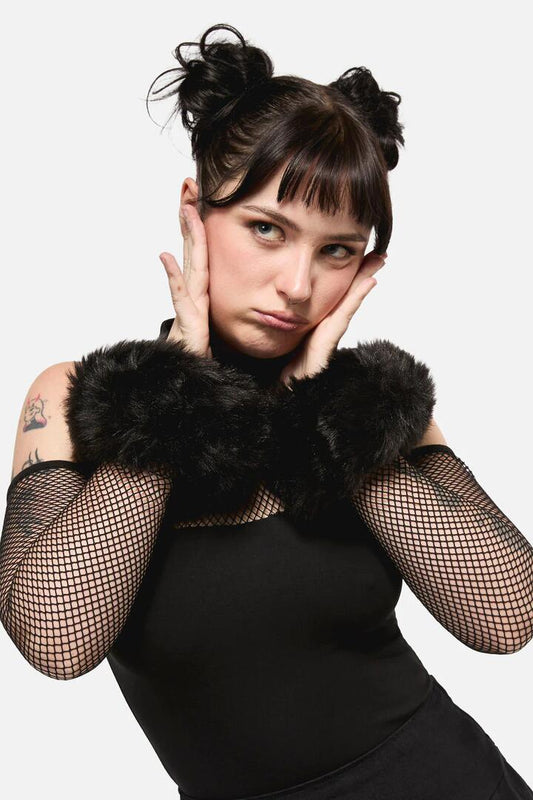 Image of Accessories. Productname: Faux Fur Cuffs in Black colour by brand - Dangerfield