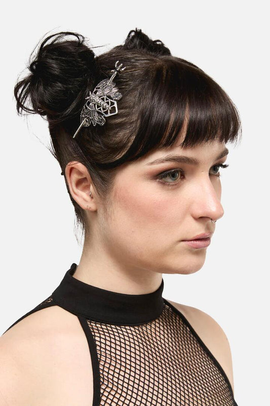 Image of Hair Accessories. Productname: Moth Hair Pin in Silver colour by brand - Dangerfield
