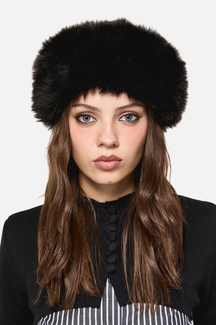 Image of Hair Accessories. Productname: Faux Fur Headband in Black colour by brand - Dangerfield