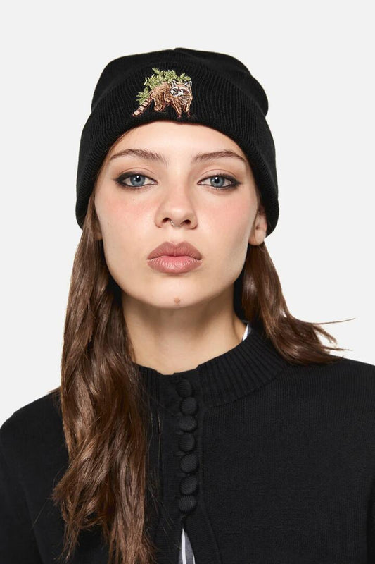 Image of Hats. Productname: Haus of Raccoon Beanie in Black colour by brand - Dangerfield