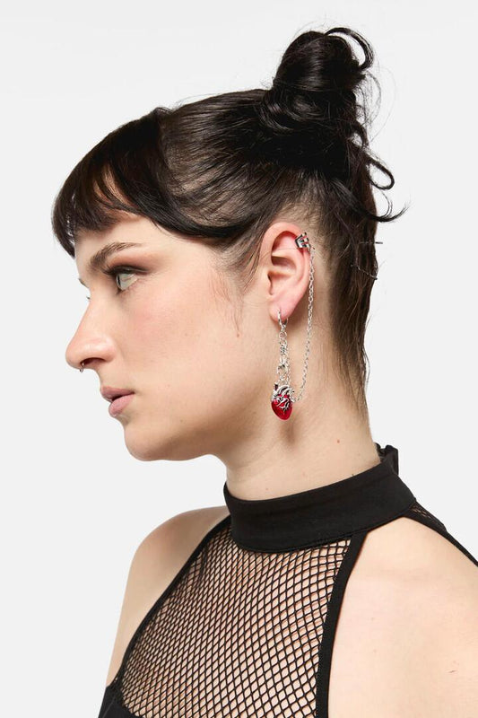 Image of Earrings. Productname: Heart Hand Cuff Earring Set in Silver colour by brand - Dangerfield
