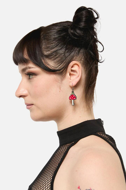 Image of Earrings. Productname: Frog Shroom Earrings in Red colour by brand - Dangerfield