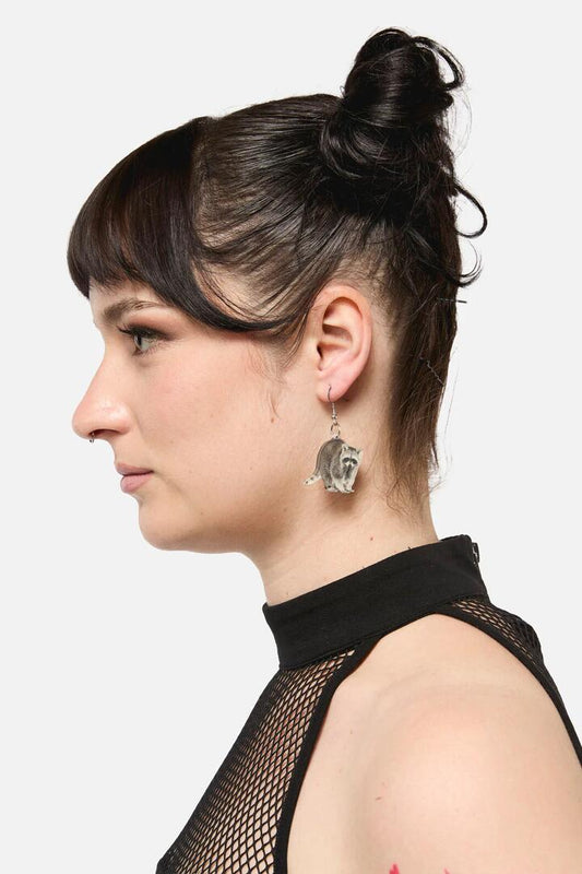 Image of Earrings. Productname: Raccoon Earrings in Grey colour by brand - Dangerfield