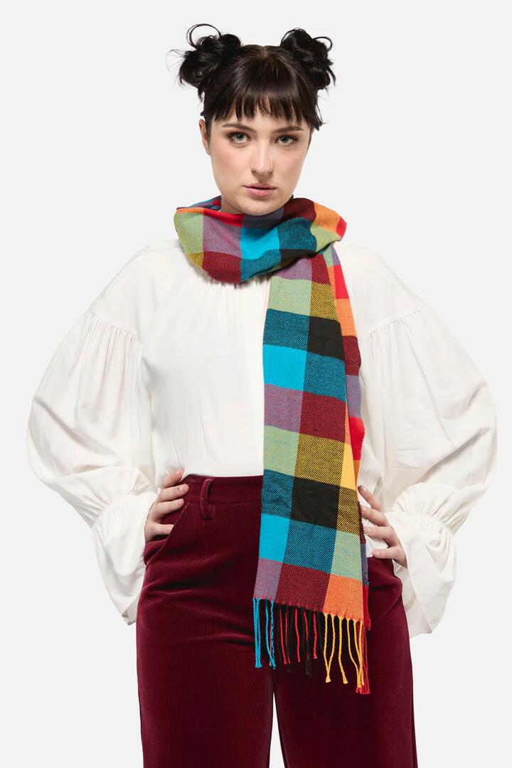 Image of Accessories. Productname: Coloured Check Scarf in Multi colour by brand - Dangerfield