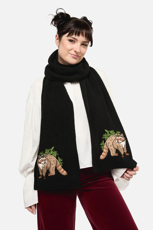 Image of Accessories. Productname: Haus of Raccoon Knit Scarf in Black colour by brand - Dangerfield