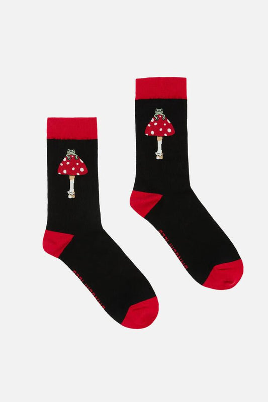 Image of Socks. Productname: Frog Shroom Socks in Black colour by brand - Dangerfield