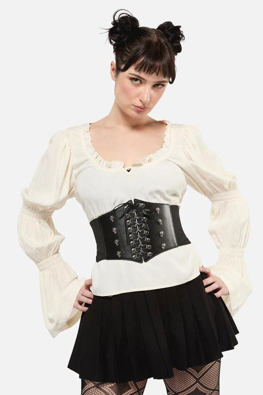 Image of Accessories. Productname: Skull Stud Croset Belt in Black colour by brand - Black Friday