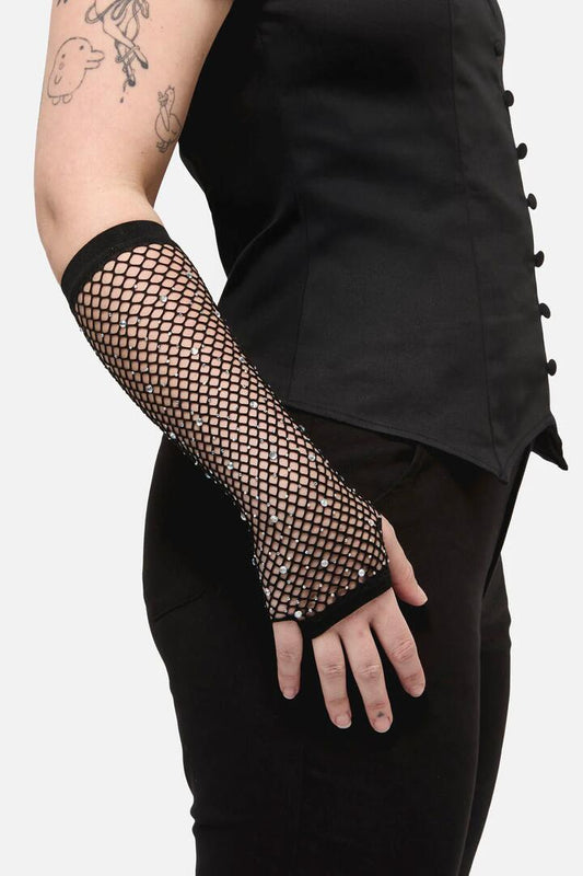 Image of Accessories. Productname: Sparkle Fishnet Gloves in Black colour by brand - Black Friday