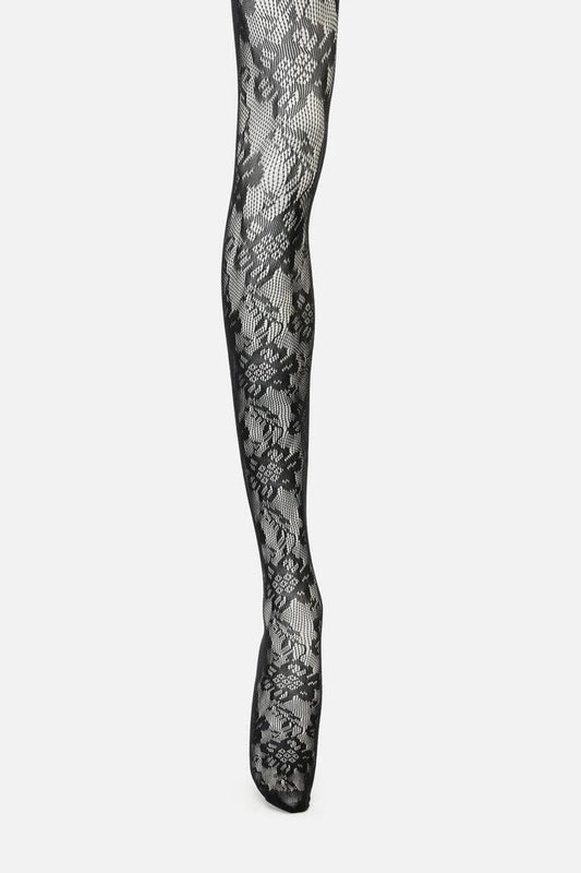 Image of Lingerie. Productname: Black Floral Mesh Tights in Black colour by brand - Black Friday