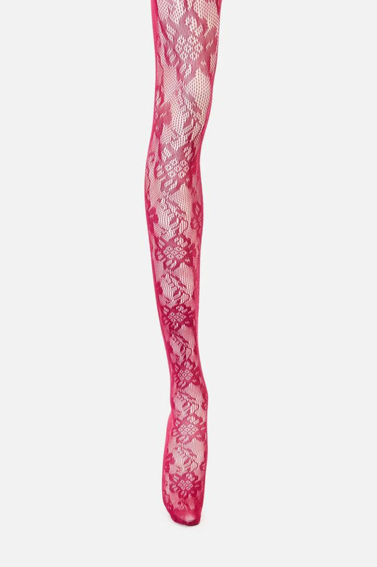 Image of Lingerie. Productname: Red Floral Mesh Tights in Red colour by brand - Black Friday