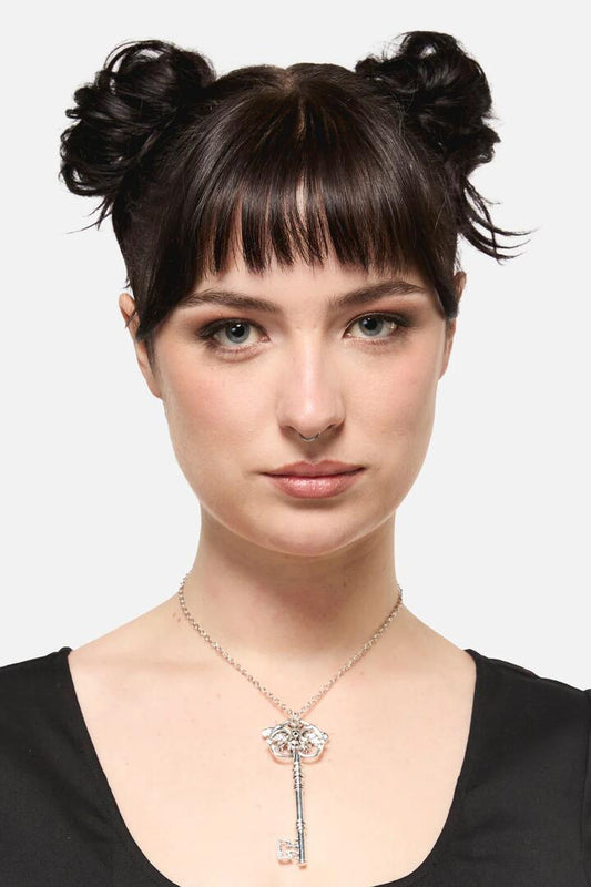 Image of Necklaces. Productname: Moth & Key Necklace in Silver colour by brand - Black Friday